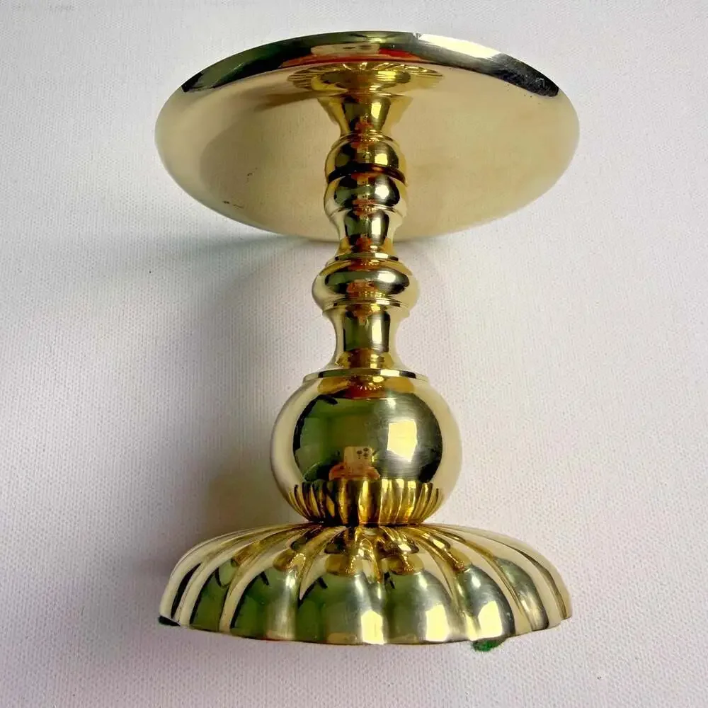 Vintage Brass Pillar Candle Holder 4 Inch Spike Pricket Stand Crowning Touch